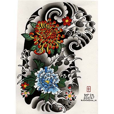 Japanese designs Fake Temporary Water Transfer Tattoo Stickers NO.10403